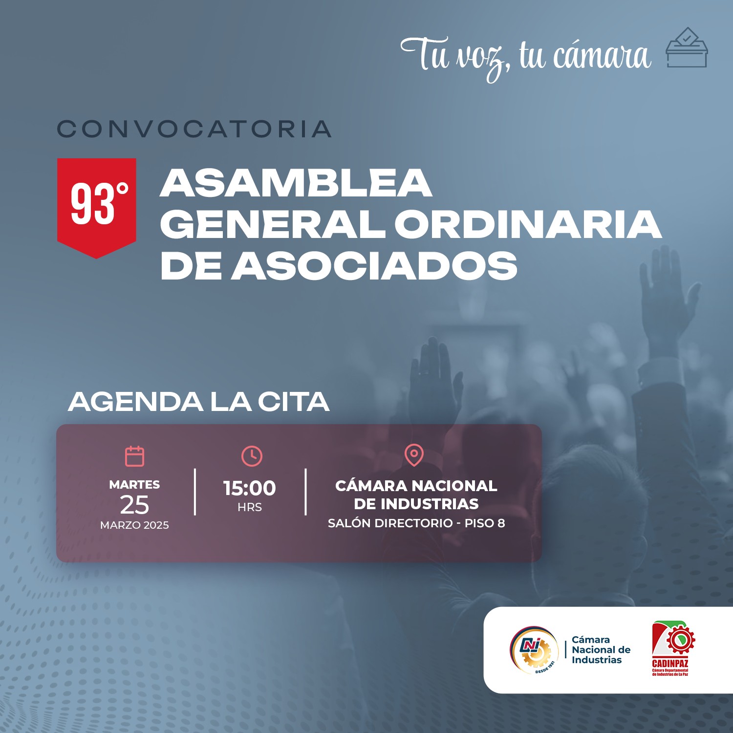 CONVOCATORIA  ASAMBLEA GENERAL ORDINARIA DE MIEMBROS  MARTES 25 DE MARZO DE 2025