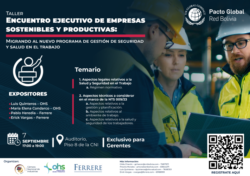 ENCUENTRO EJECUTIVO DE EMPRESAS SOSTENIBLES Y PRODUCTIVAS: MIGRANDO AL NUEVO PROGRAMA DE GESTIÓN DE SEGURIDAD Y SALUD EN EL TRABAJO